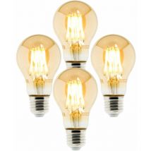 Lot de 4 Ampoules Déco filament LED ambrée Standard 4W E27 400lm 2500K