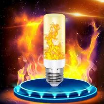 Lot de 4 ampoules à flamme 3 w E27 effet feu vacillant, avec 4 modes d'éclairage, IP42, étanche, pour Noël, hôtel, bar, décoration de festival, jaune