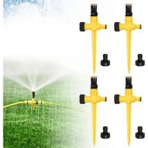 Sjqka - Lot de 4 Arroseurs rotatifs de jardin, arroseur rotatif à 360 °, arroseur de pelouse réglable, arroseur escamotable, arroseur multifonction