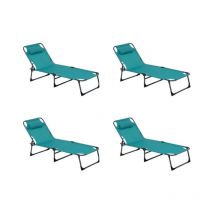 Neka - Lot de 4 Bains de Soleil 'Kalio' 172cm Vert Émeraude