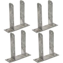 Suinga - Lot de 4 Base en u pour poteau en bois de 7 cm Ancrage Metálica u Support de poteau en bois 16x20x7,1 cm