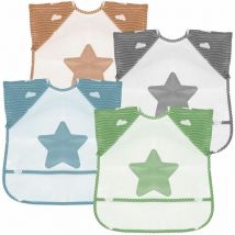 Lot de 4 bavoirs pour bébé imperméables - Manches courtes - Monsieur Bébé