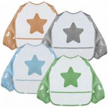 Lot de 4 bavoirs pour bébé imperméables - Manches longues Monsieur Bébé