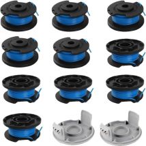 Rqiurpn - Lot de 10 bobines de fil de rechange pour coupe-bordures Ryobi One + RAC124 AC14RL3A OLT1823 OLT1832 18 v 24 v 40 v 2 capuchons (3,4 m,