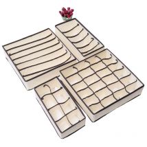 Lot de 4 boîtes de rangement pliables en maille pour sous-vêtements