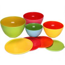 Monzana Lot de 4 saladiers avec couvercles coloré bols de conservation empilable accessoire cuisine 4 tailles