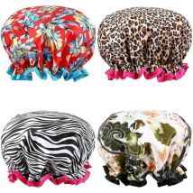 Fei Yu - Lot de 4 bonnets de douche pour femmes, bonnets de soins capillaires, bonnets de nuit pour adultes