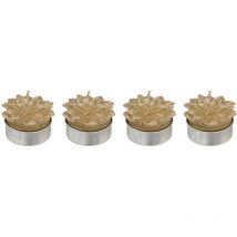 Lot de 4 Bougies de Noël déco Fleur Poinsettia Dorée pailletée - Feeric Christmas