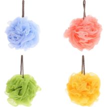 Lot de 4 boules de bain à suspendre pour la maison, souples et moussantes, pour le bain, pour frotter le dos