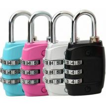 Lot de 4 Cadenas Code de 3 Chiffres, Petit Cadenas Valise Avion Cadenas Casier College Métal Cadenas a Code pour Casier Exterieur Gym (4 Couleurs)