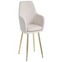 Homy France - Lot de 4 Chaise canvas en velours pieds gold Beige