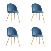 Wokaka - Lot de 4 Chaise de salle à manger en velours Chaise de salon Coussins Doux en Velours Assise (bleu)