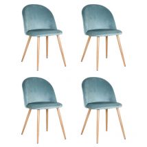 Wokaka - Lot de 4 Chaise de salle à manger en velours Chaise de salon Coussins Doux en Velours Assise (vert)