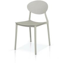 Lot de 4 chaises au design minimaliste en polypropylène gris avec dossier ovale