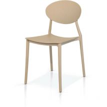 Fashion Commerce - Lot de 4 chaises au design minimaliste en polypropylène taupe avec dossier ovale