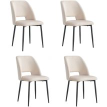 Homy France - Lot de 4 chaises ava Métal noir Velours Beige