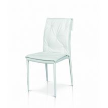 Lot de 4 chaises blanches en simili cuir avec structure en métal chromé