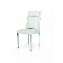 Fashion Commerce - Lot de 2 chaises blanches rembourré en simili cuir avec structure en métal chromé