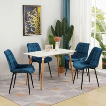 Hobag – Lot De 4 Chaises Bubble En Velours Bleu – Largeur D'Assise 53cm – Profondeur D'Assise 45cm – Hauteur D'Assise 48cm – Pour Salle À Manger