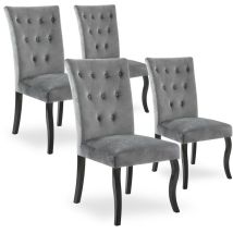 Intensedeco - Lot De 4 Chaises Capitonnées Chaza Velours Gris
