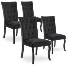 Intensedeco - Lot de 4 chaises capitonnées Chaza Velours Noir