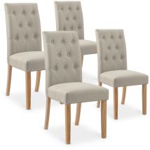 Intensedeco - Lot de 4 chaises capitonnées Gaya tissu beige