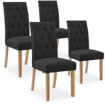 Intensedeco - Lot de 4 chaises capitonnées Gaya tissu noir