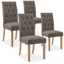 Intensedeco - Lot de 4 chaises capitonnées Gaya tissu taupe