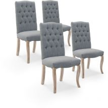 Lot de 4 chaises capitonnées Jade tissu gris