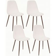 Toilinux - Lot de 4 Chaises confortables en polyester effet bouclette et pieds en fer