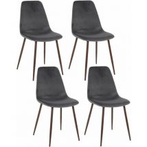 Toilinux - Lot de 4 Chaises confortables en polyester effet velours et pieds en fer