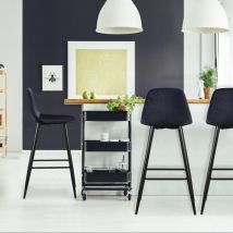 Cotecosy - Lot de 4 chaises de bar Jody Velours Noir