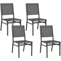 Outsunny - Lot de 4 chaises de jardin alu textilène gris