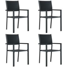 Lot de 4 Chaises de jardin, Chaises d'extérieur, Fauteuils de jardin noir plastique aspect de rotin togp66764 Maison Chic