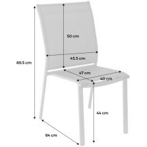 Sweeek - Lot de 4 chaises de jardin cleveland empilables aluminium et textilene kaki. 64.5 x 45.5 x 89.5 cm