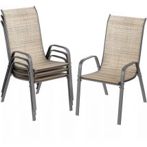 Lot de 4 Chaises de Jardin Empilables à Dossier Haut,Chaise de Patio, Chaise de Camping,Acier Textilène,Capacité de charge de 150 kg(Brun)