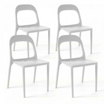 Oviala - Lot de 4 chaises en plastique blanc