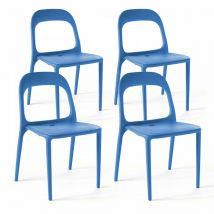 Oviala - Lot de 4 chaises en plastique bleu