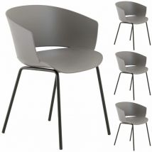 Lot de 4 chaises de jardin NIVEL en plastique gris