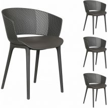 Lot de 4 chaises de jardin OLINDO en plastique gris