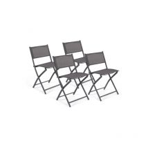 Lot de 4 chaises de jardin pliantes BASTIA métal et textilène gris anthracite