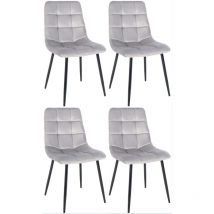 Décoshop26 - Lot de 4 chaises de salle à manger style moderne et confortable en tissu velours gris et métal noir 100001785