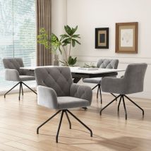 Redom - Lot de 4 chaises de salle à manger avec motif losanges, fauteuil rembourré avec 4 pieds en métal, chaise longue moderne, chaise de salon pour