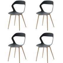 Lot de 4 chaises de salle à manger - Chaises scandinaves - Chaises en plastique - noir - Wokaka