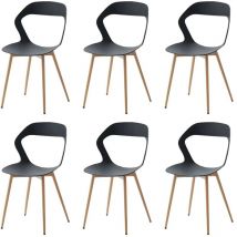 Wokaka - Lot de 6 chaises de salle à manger - Chaises scandinaves - Chaises en plastique - noir
