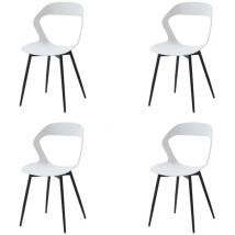 Wokaka - Lot de 4 Chaises de Salle à Manger - Chaises Scandinaves - Chaises en Plastique avec Pieds en Métal - Blanc