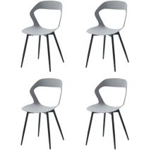 Lot de 4 Chaises de Salle à Manger - Chaises Scandinaves - Chaises en Plastique avec Pieds en Métal - Gris - Wokaka