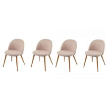 Décoshop26 - Lot de 4 chaises de salle à manger crème pieds en bois style rétro CDS04516