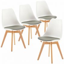 Ensemble de 4 chaises au design Scandinave contemporain pour salle à manger - Blanc