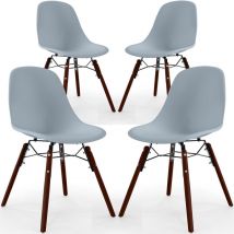 Privatefloor - Chaises de Salle à Manger - Design Scandinave - Pieds en Bois Sombre - Lot de 4 - Skögur Gris clair